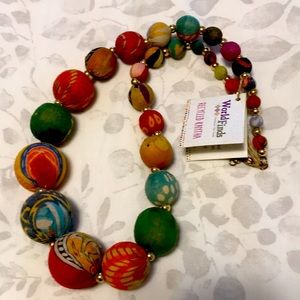 WorldFinds Recycled Kantha graduated bead necklace